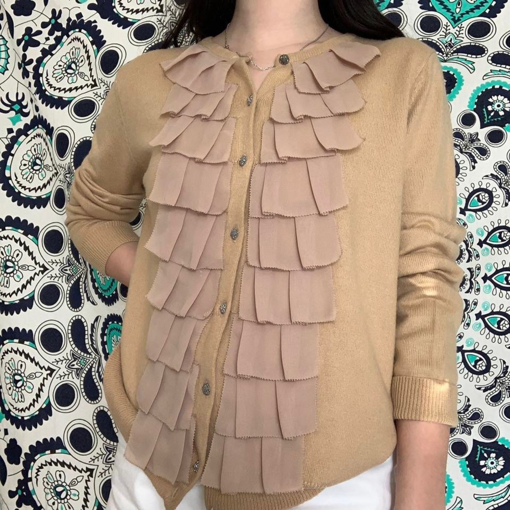 New York & Company Beige Ruffle Cardigan - Picture 10 of 10